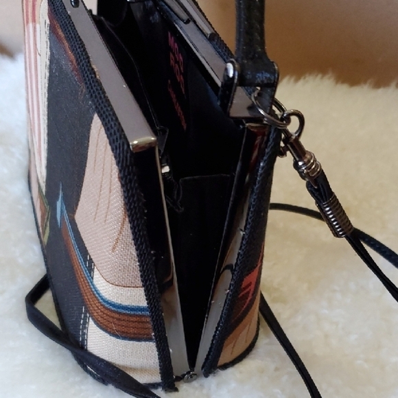 Moo Roo Black and Tan Mini Bag with Patchwork Design and Structured Shape - Picture 13 of 15